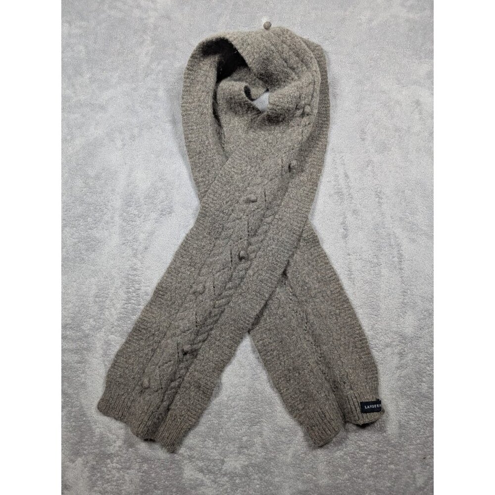 Lands End Scarf Gray Popcorn Knit Warm Casual Cabincore